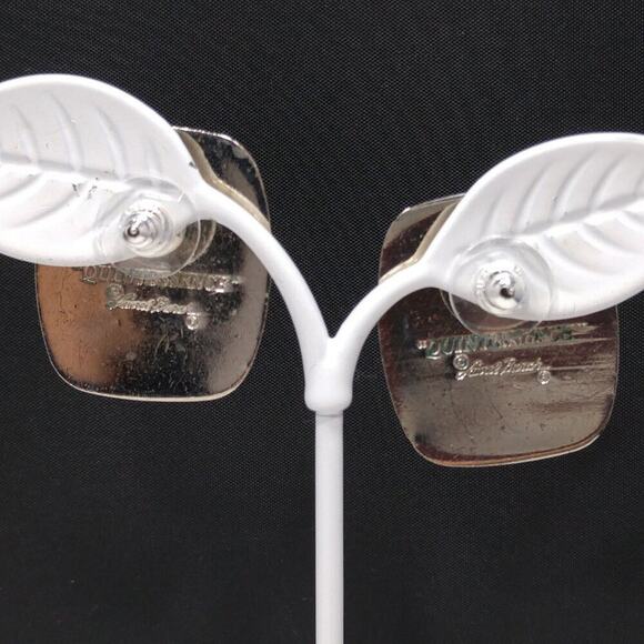 Vintage Laurel Burch "Quintessence" Geometric Earrings, Rhodium Plated, 1 1/8" - Picture 4 of 10